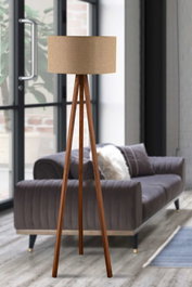 Opviq Lámpara de Pie de Madera Beige y Nogal
